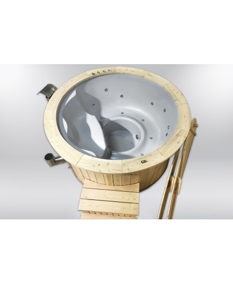 Badetonne GFK Fichte mit integriertem Ofen 180 cm Badetonne GFK Fichte mit integriertem Ofen 180 cm