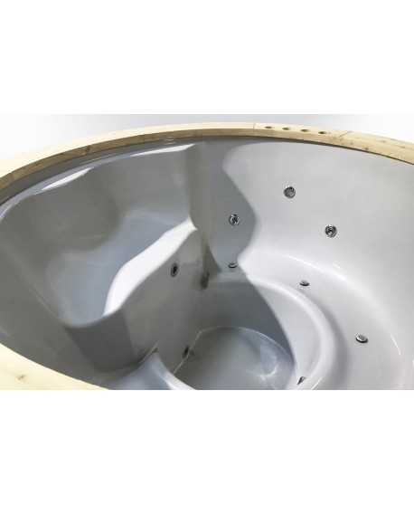 Badezuber GFK Fichte mit integriertem Ofen 180 cm Badezuber GFK Fichte mit integriertem Ofen 180 cm