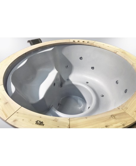Badebottich GFK Fichte mit integriertem Ofen 180 cm Badebottich GFK Fichte mit integriertem Ofen 180 cm