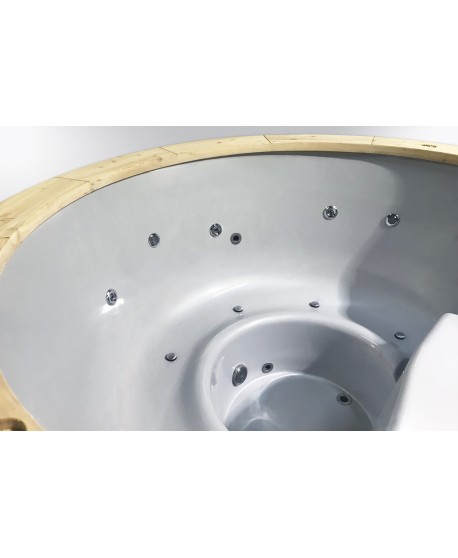 Badetonne GFK Fichte mit integriertem Ofen 180 cm Badetonne GFK Fichte mit integriertem Ofen 180 cm