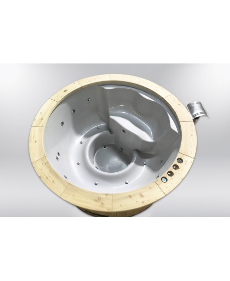Badefass GFK Fichte mit integriertem Ofen 180 cm Badefass GFK Fichte mit integriertem Ofen 180 cm