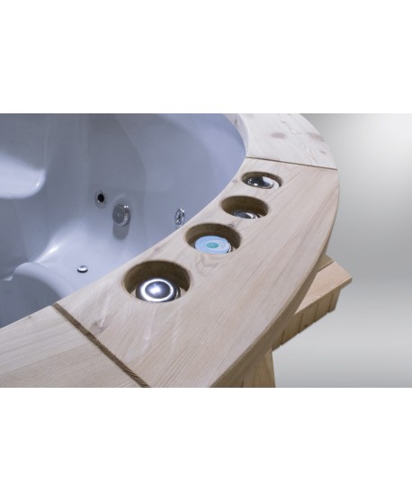 Badetonne mit Fiberglaseinsatz mit Elektroofen 1,8 m Badetonne mit Fiberglaseinsatz mit Elektroofen 1,8 m