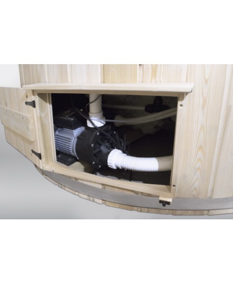 Badetonne mit Fiberglaseinsatz mit Elektroofen 1,8 m Badetonne mit Fiberglaseinsatz mit Elektroofen 1,8 m