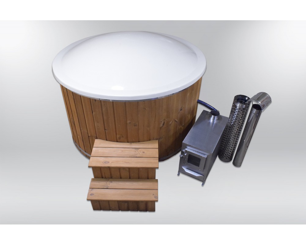 Hotpot mit Fiberglasdeckel und aussenofen 180cm Hotpot mit Fiberglasdeckel und aussenofen 180cm